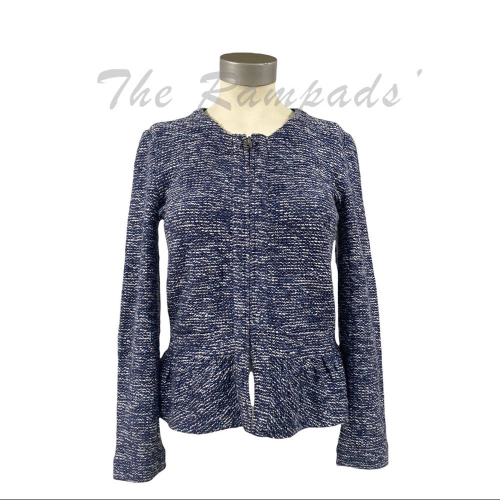 J Crew Navy Blue with White Tweed Blazer Jacket Size XS